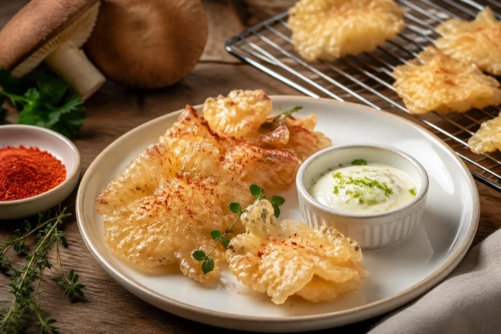 Macrolepiota Beignets with Piment d'Espelette and Lime Aioli