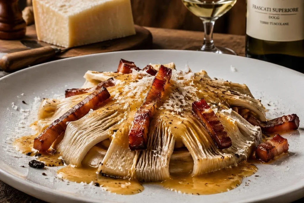 Macrolepiota Carbonara with Egg Yolk Confit and Guanciale