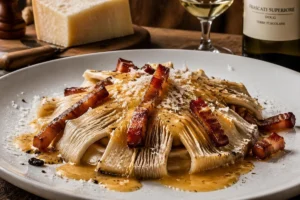 Macrolepiota Carbonara with Egg Yolk Confit and Guanciale