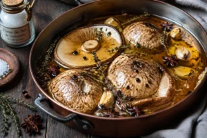 Macrolepiota procera Confit in Duck Fat with Star Anise and Thyme