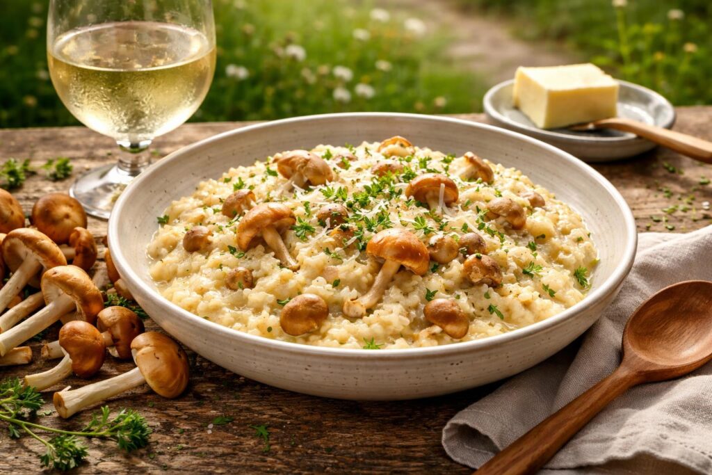 The Meadow’s Embrace Fairy Ring and White Wine Risotto Recipe