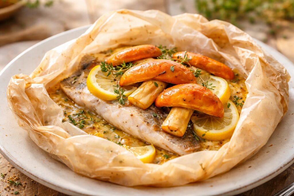 Mediterranean Sea Bass & Caesar’s Mushroom - The Royal En Papillote
