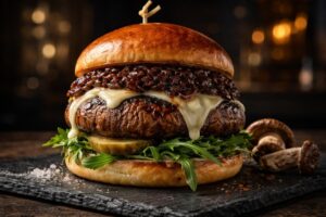 New York Rhythm Gourmet Porcini Steak Burger with Smoked Salt