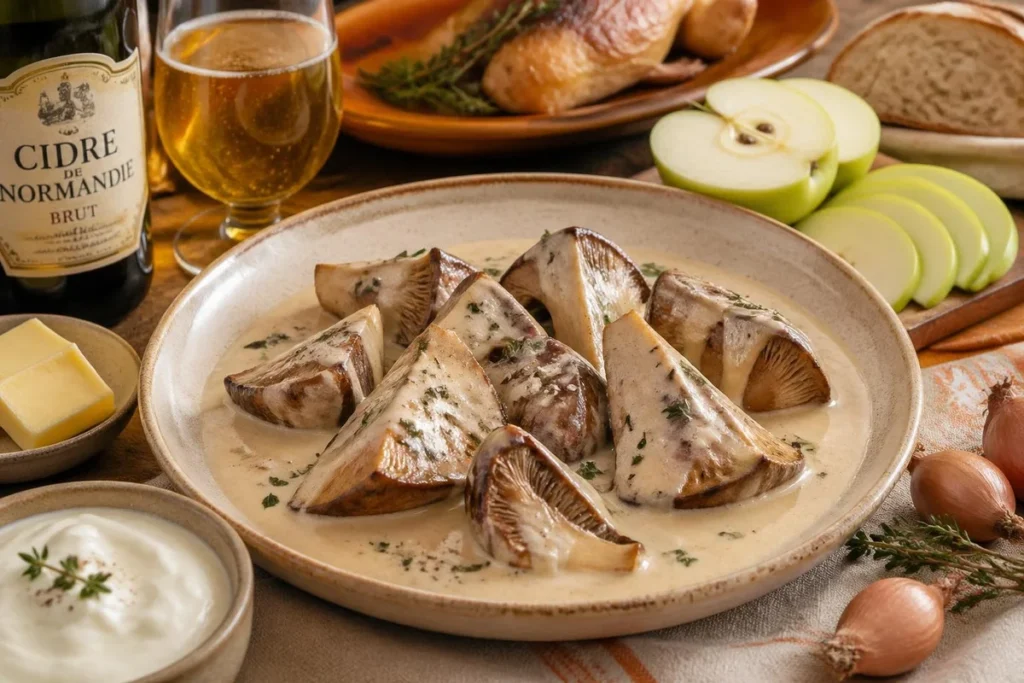 Normandy Cider-Braised Parasol Mushrooms with Crème Fraîche
