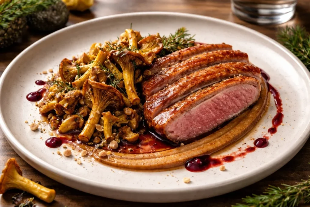 Oregon Forest Duck with Yellow Foot and Hazelnut Praliné