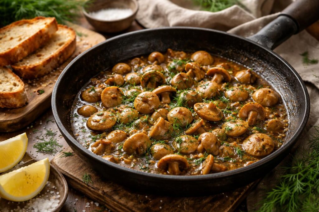 Wild Marasmius oreades Sauté with Dill and Alpine Butter Recipe