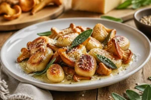 Pan-Seared Gnocchi with Chanterelle Emulsion