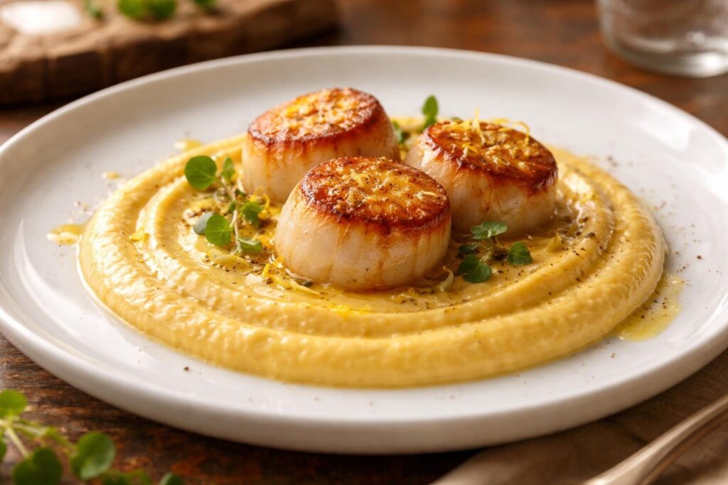 Pan-Seared Scallops with Caesar’s Mushroom Puree - Ocean Gold