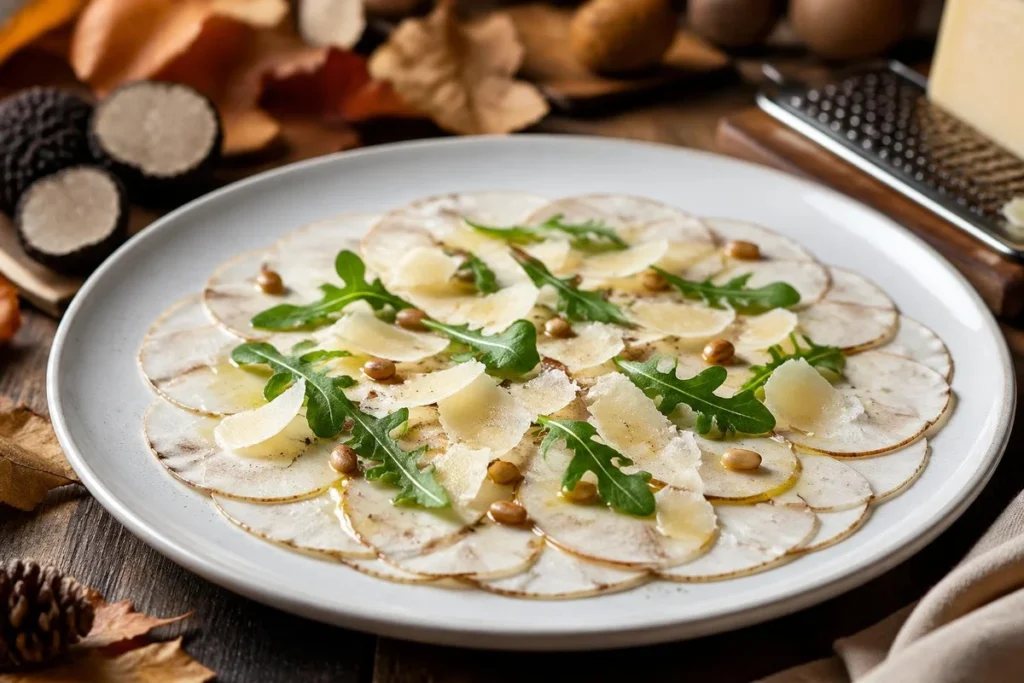 Parasol Carpaccio with Shaved Pecorino