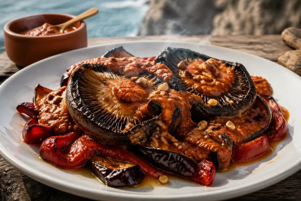 Parasol Escalivada with Romesco