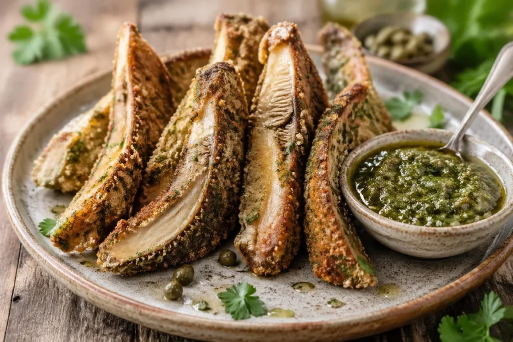 Parasol Mushroom Wedges with Salsa Verde