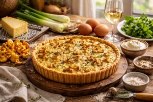 Parisian Bohemian Quiche: Golden Chanterelles & Leeks