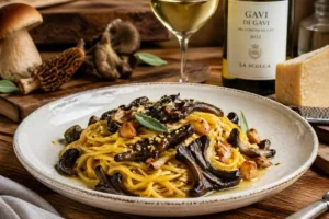Piedmontese Tajarin with Roasted Garlic and Grey Chanterelles