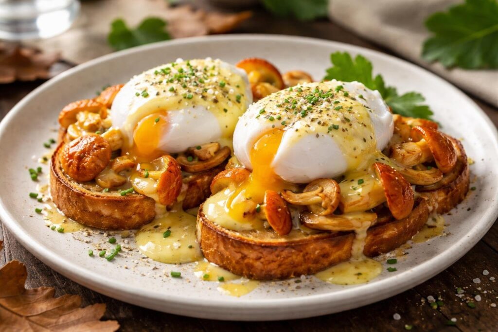 Poached Eggs with Caesar’s Mushrooms and Hollandaise - Royal Brunch
