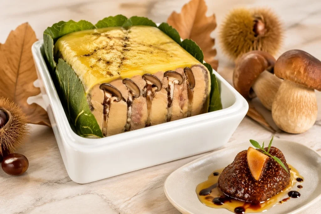 Porcini and Foie Gras Terrine with Fig Compote
