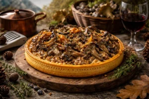 Pyrenean Hunter Tart with Wild Boar and Gray Trumpets