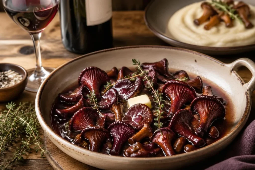 Red Wine Braised Chanterelles