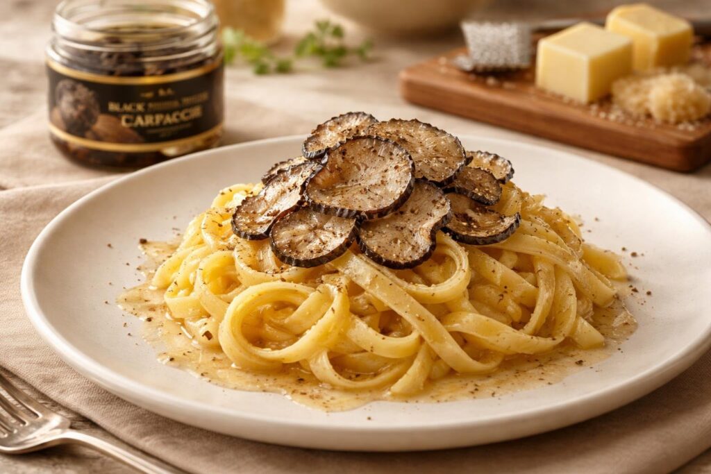 Renaissance Elegance: Da Vinci’s Tagliatelle with Butter & Black Summer Truffle