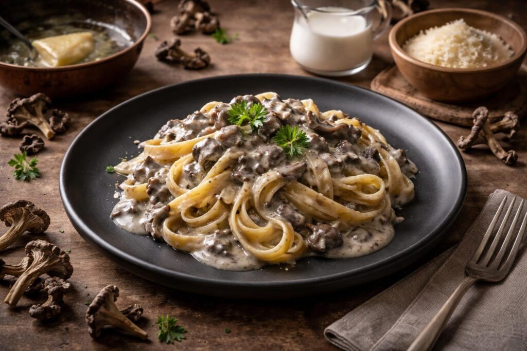 Renaissance Elegance: Fettuccine with Grey Chanterelles & Velvet Cream
