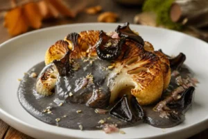 Roasted Cauliflower with Black Trumpet "Velouté" (Vegan Haute-Cuisine)