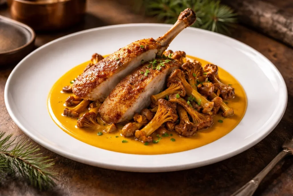 Roasted Guinea Fowl with Yellow Foot and Saffron VeloutéRoasted Guinea Fowl with Yellow Foot and Saffron Velouté