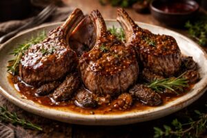 Roasted Lamb Chops with Morel Demi-Glace