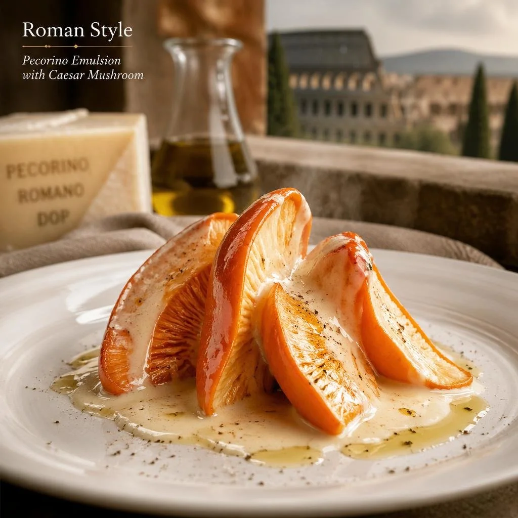 Roman Pecorino Emulsion with Caesar Mushroom