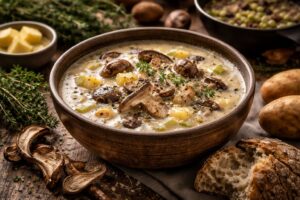 Rustic Highland Chowder - Porcini & Wild Garlic Root Soup