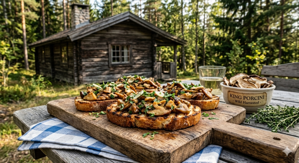 Rustic Wild Porcini & Garlic Bruschetta