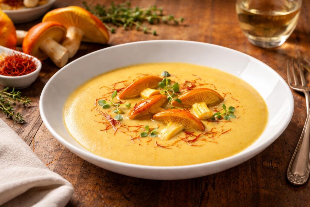 Saffron-Infused Amanita Caesarea Velouté