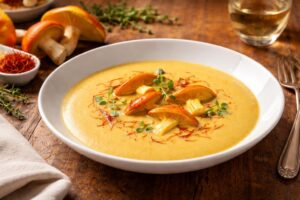 Saffron-Infused Amanita Caesarea Velouté