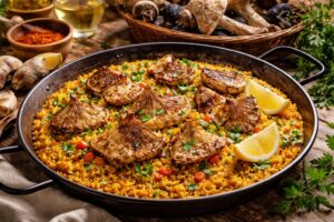 Saffron and Parasol Mushroom Paella