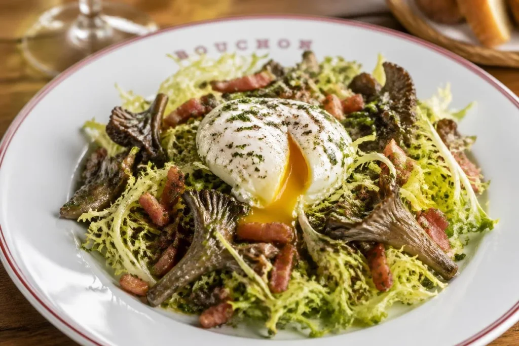 Salad with Poached Egg and Grey Chanterelles