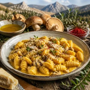 Sardinian Malloreddus with Saffron and Fairy Ring Ragoût