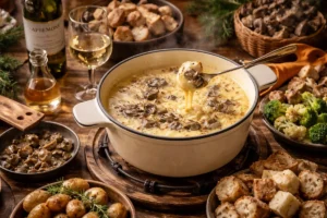 Savoyard Fondue Infused with Forest Floor Gray Chanterelles