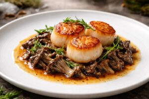 Scallops St Jacques with Gray Chanterelle Ragout