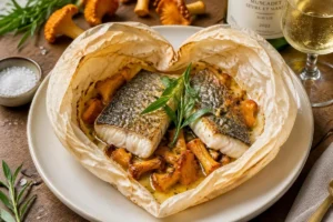 Sea Bass en Papillote with Chanterelles Sea Bass en Papillote with Chanterelles