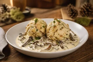 Semmelknödel with Grey Chanterelle Sauce