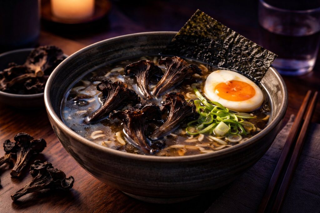 Shadows of the Orient: Murakami’s Black Trumpet Umami Ramen