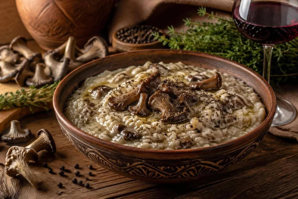 Shila Plavi with Grey Chanterelles and Black Pepper