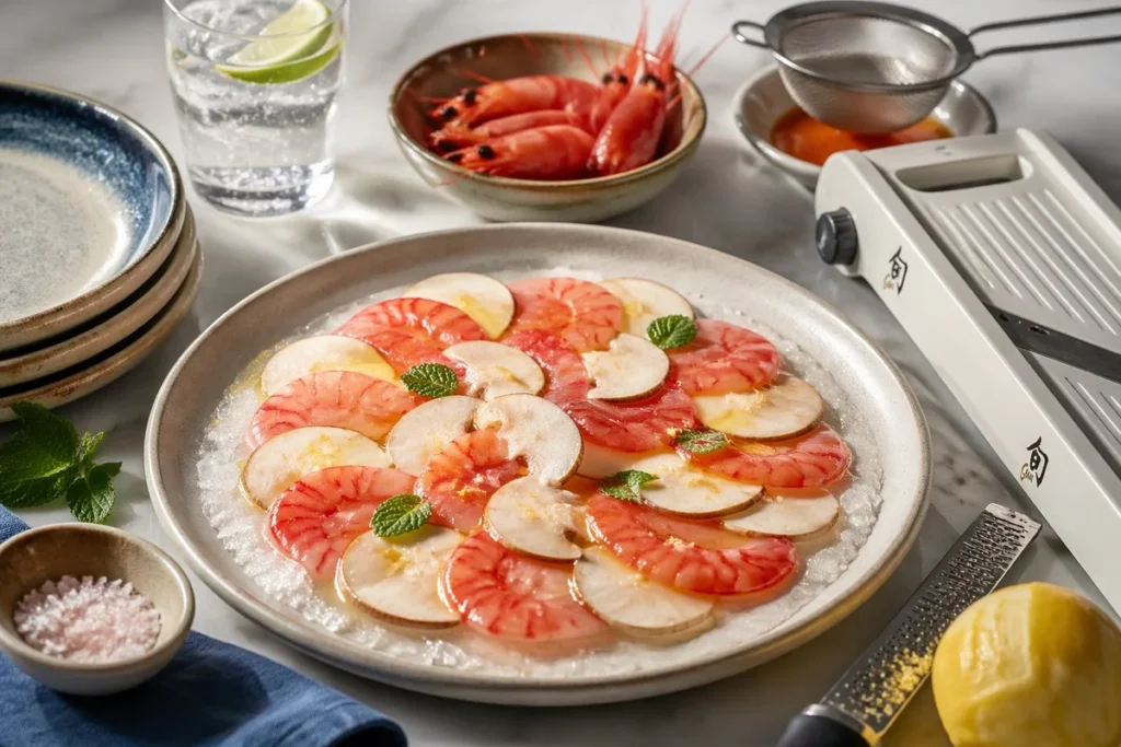 Sicilian Porcini & Red Prawn Crudo