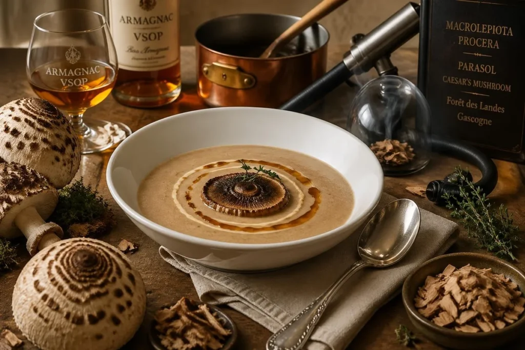 Smoked Parasol Bisque with Armagnac Scents