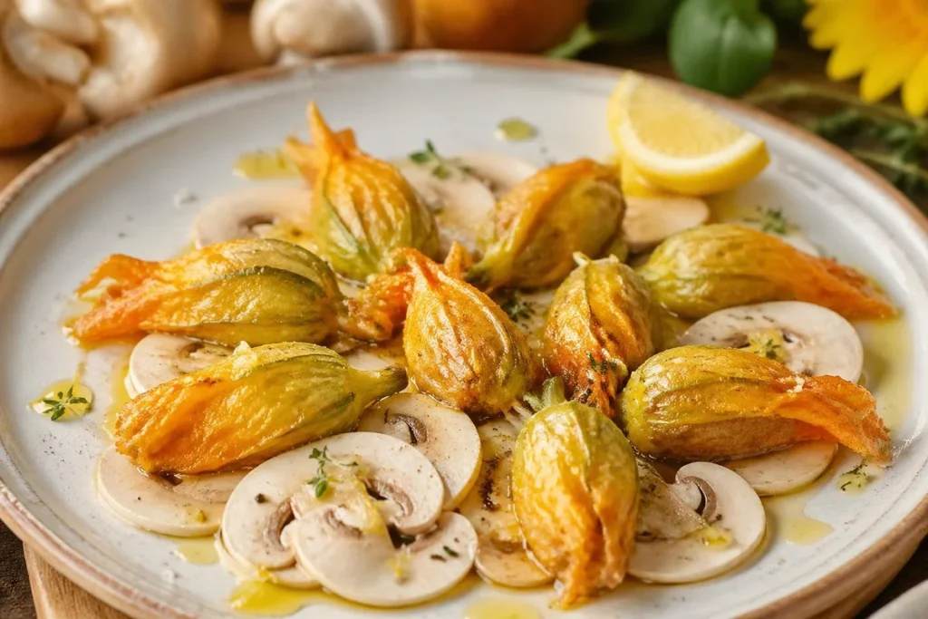 Squash Blossoms with Chanterelle Duxelles