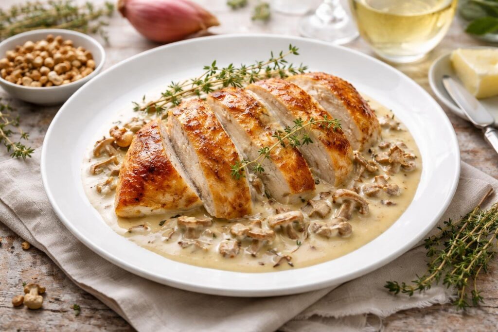 Home Comfort Easy Creamy Chicken and Fairy Ring Mushroom Sauce Recipe