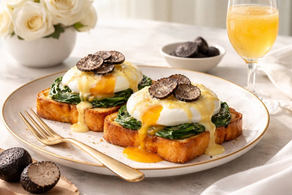 The Diamond Breakfast: Marilyn’s Truffle Eggs Benedict on Brioche