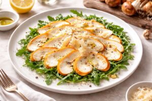 The Emperor’s Debut: Caesar’s Mushroom Carpaccio with Lemon & Parmesan