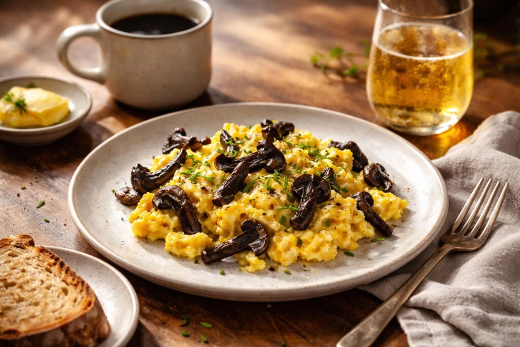 The Forager’s Morning Black Trumpet Scrambled Eggs