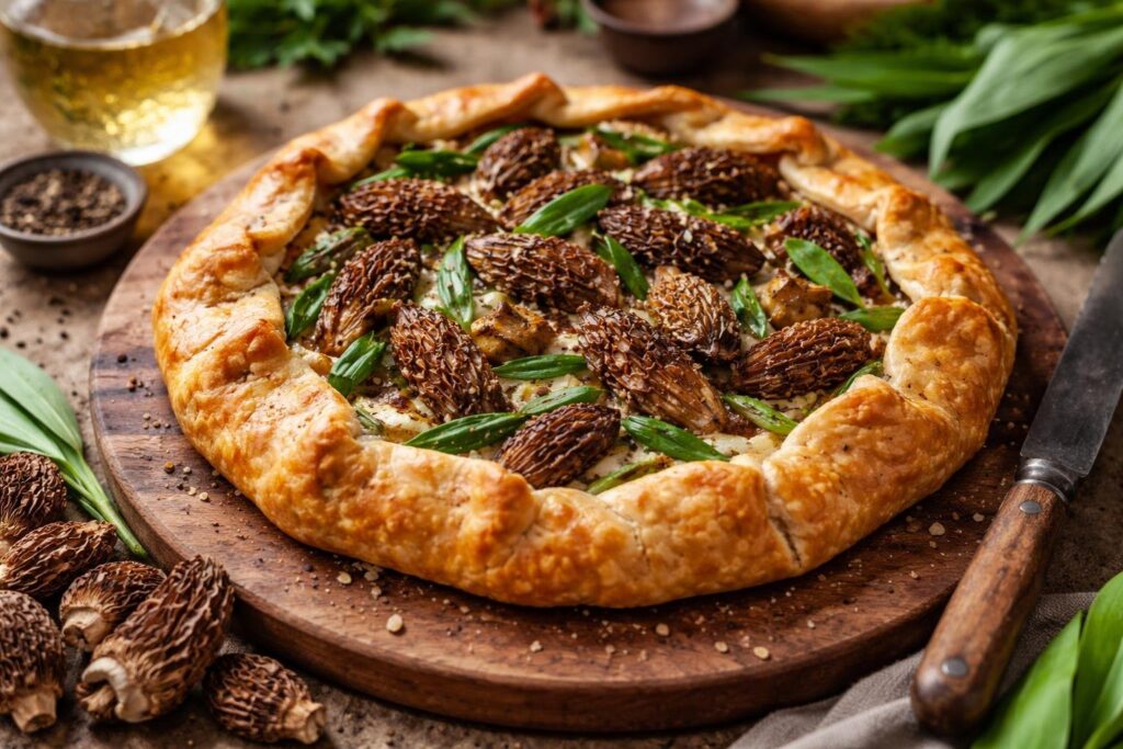 The Hearthside Galette - Morels & Wild Garlic on Goat Cheese