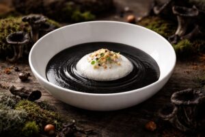 Gourmet Magic Wild Harvested Gourmet Coco Chanel Obsidian Black Trumpet Mushroom Velouté Cream Soup for Ultimate Perfection Recipe