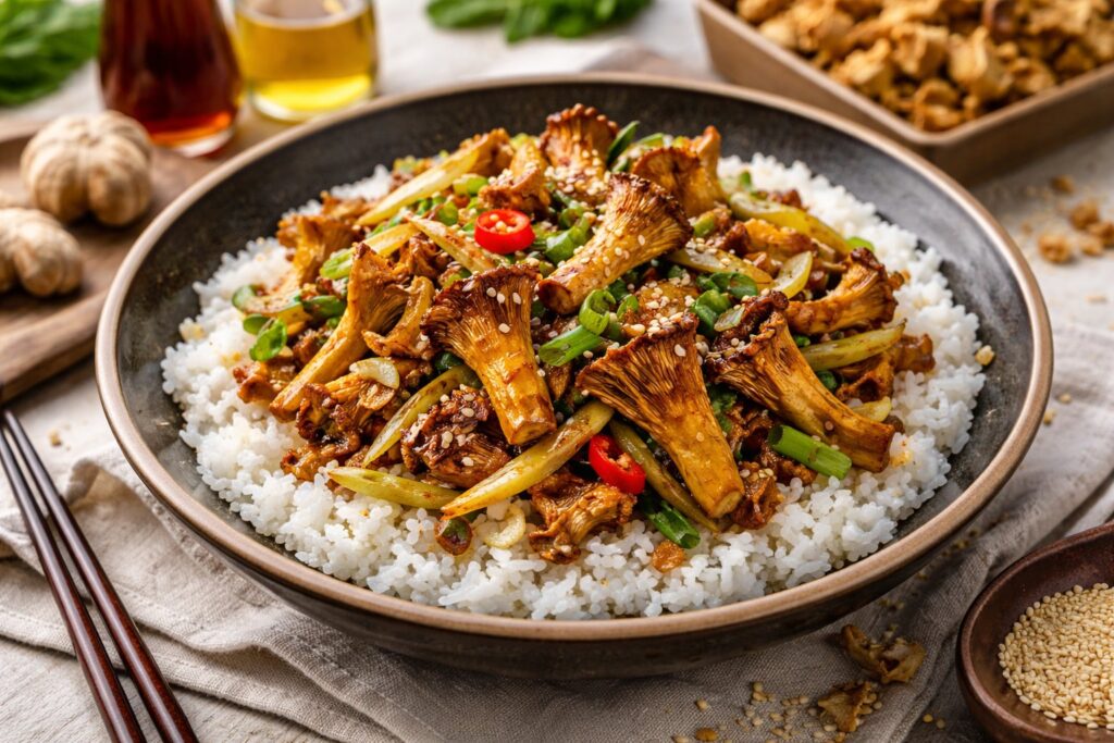 The Orient Express Stir-Fry: Ginger & Soy Glazed Chanterelles